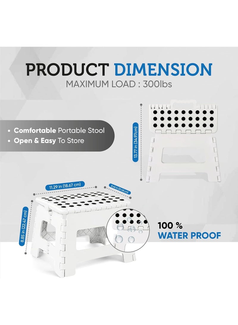 Bathroom Stool -All Purpose Strong Folding Step Stool Collapsible HEAVY-DUTY Plastic Stepping Stool For Kitchen Home Office Adults Bathroom Stool For Adults, Withstands Up to 300 LB With Handle - Image 2